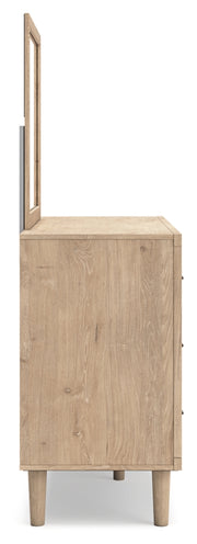 Cielden Full Panel Bed with Mirrored Dresser and Nightstand