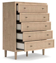 Cielden King Panel Bed with Mirrored Dresser, Chest and Nightstand