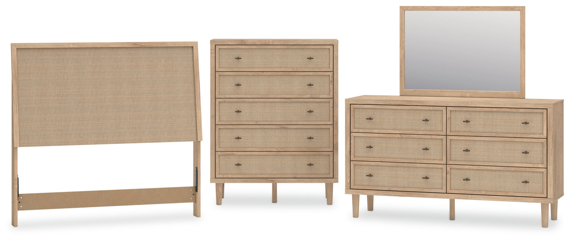 Cielden Full Panel Headboard, Dresser, Mirror and Chest