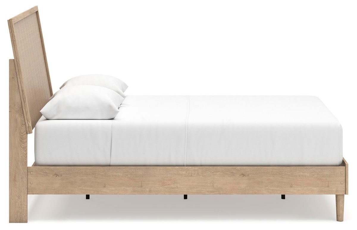 Cielden Queen Panel Bed with Mirrored Dresser and Nightstand