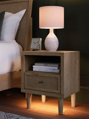 Cielden King Panel Bed with Mirrored Dresser and Nightstand