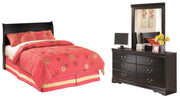 Huey Vineyard Full Sleigh Headboard Bed with Mirrored Dresser