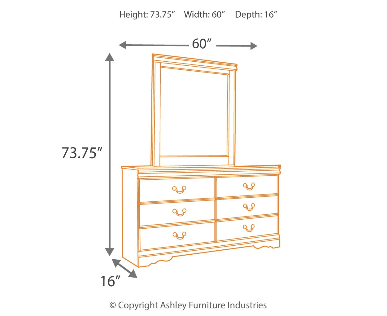 Huey Vineyard Full Sleigh Bed with Mirrored Dresser and Chest