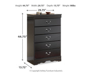 Huey Vineyard Full Sleigh Headboard Bed with Mirrored Dresser and Chest