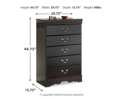 Huey Vineyard Full Sleigh Headboard Bed with Mirrored Dresser, Chest and Nightstand
