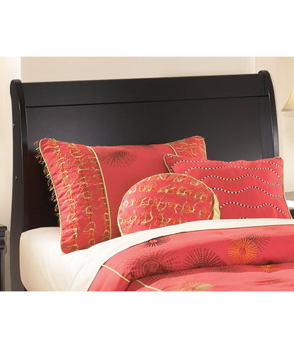 Huey Vineyard Twin Sleigh Headboard Bed with Mirrored Dresser and Chest