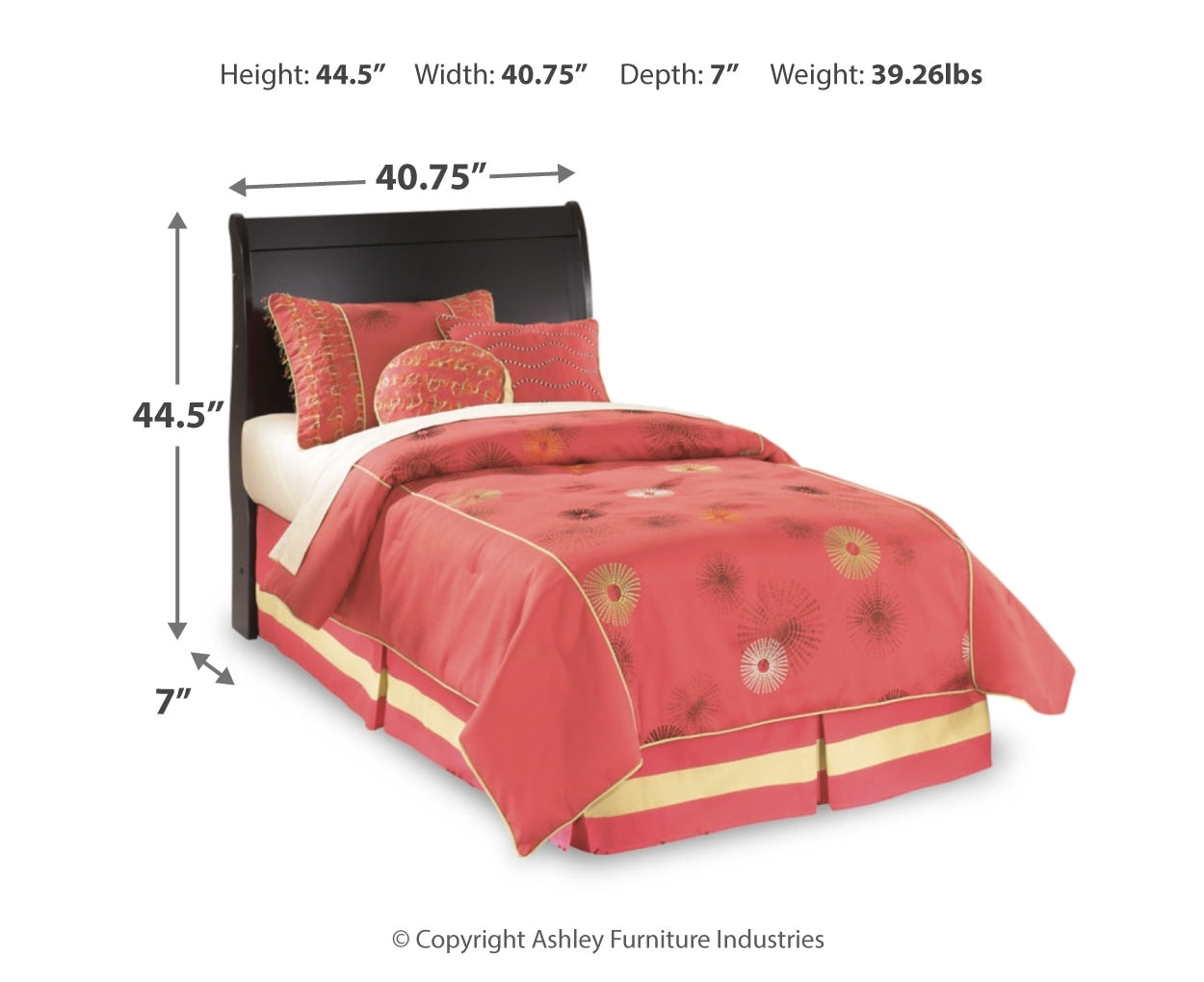 Huey Vineyard Twin Sleigh Headboard Bed with Mirrored Dresser