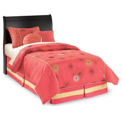 Huey Vineyard Twin Sleigh Headboard Bed with Mirrored Dresser and Chest
