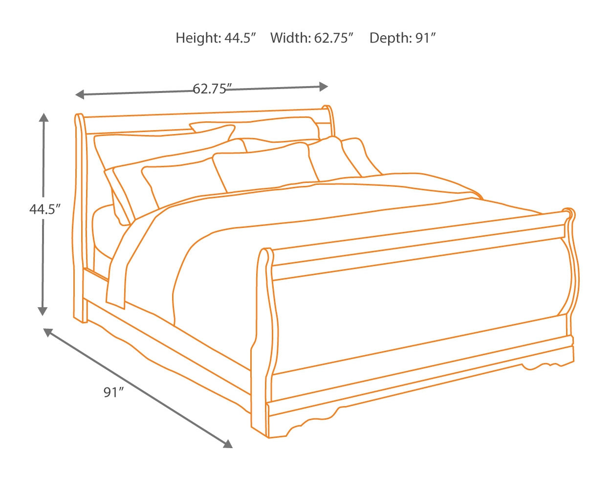 Huey Vineyard Queen Sleigh Bed with Mirrored Dresser and Nightstand