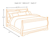Huey Vineyard Queen Sleigh Bed with Mirrored Dresser and Nightstand