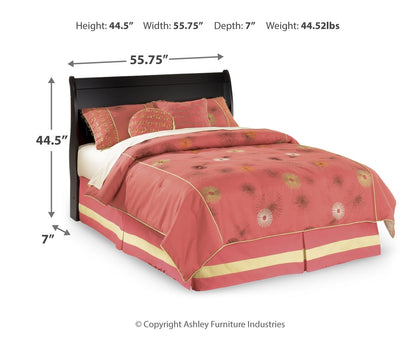 Huey Vineyard Full Sleigh Headboard Bed with Mirrored Dresser, Chest and Nightstand