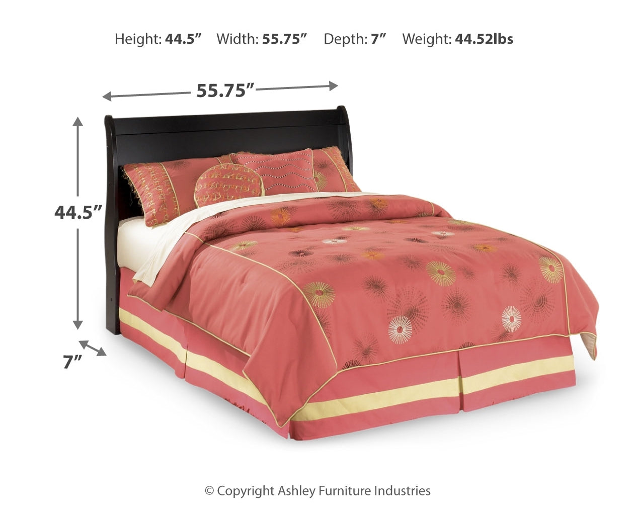 Huey Vineyard Full Sleigh Headboard Bed with Mirrored Dresser and Chest