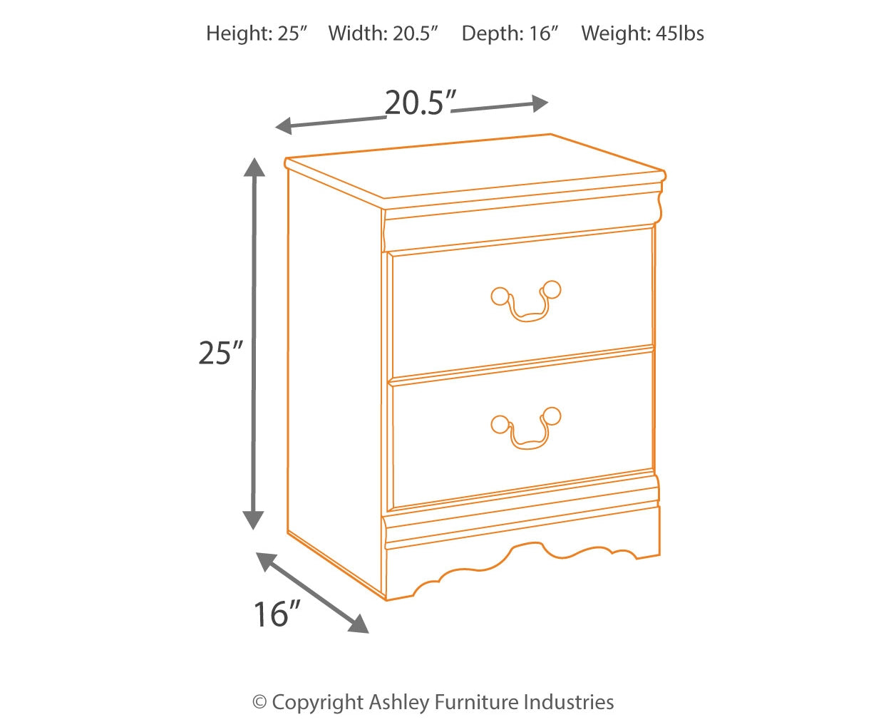Huey Vineyard Two Drawer Night Stand