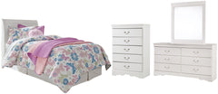 Anarasia Twin Sleigh Headboard, Dresser, Mirror and Chest