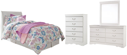 Anarasia Twin Sleigh Headboard, Dresser, Mirror and Chest