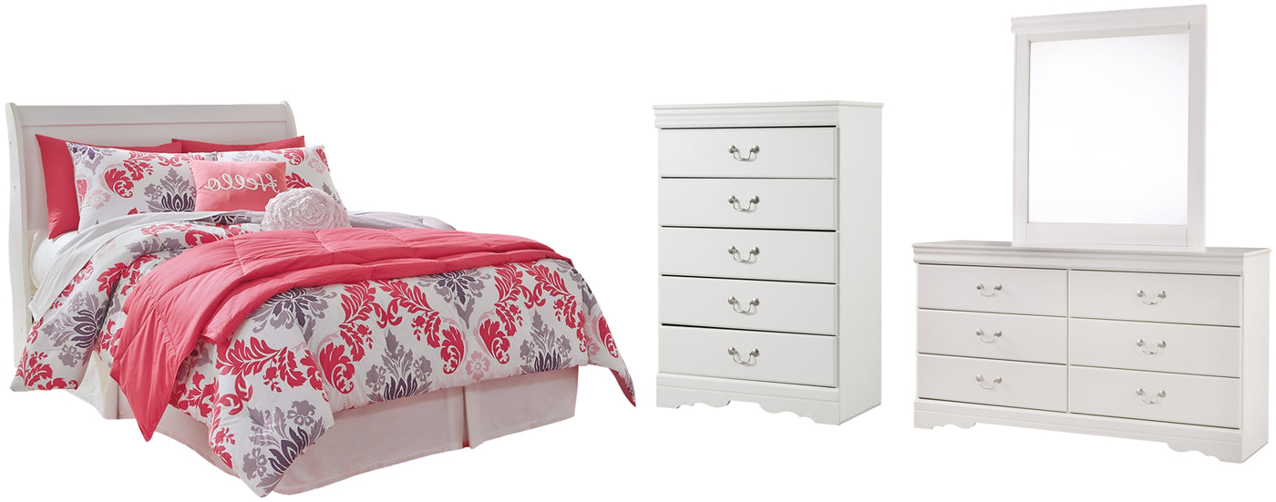 Anarasia Full Sleigh Headboard, Dresser, Mirror and Chest