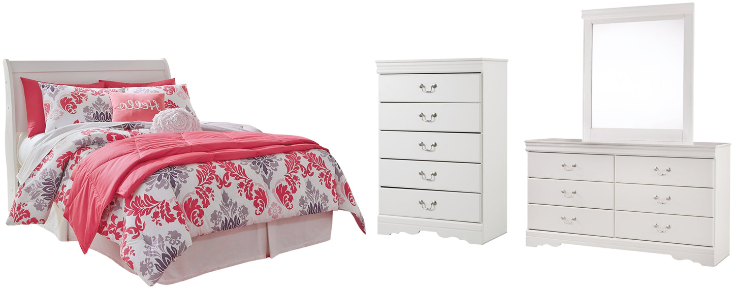 Anarasia Full Sleigh Headboard, Dresser, Mirror and Chest