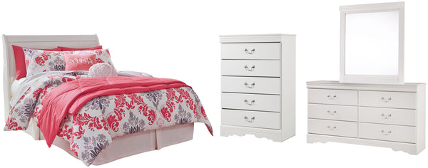 Anarasia Full Sleigh Headboard, Dresser, Mirror and Chest