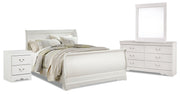Anarasia Queen Sleigh Bed with Mirrored Dresser and Nightstand