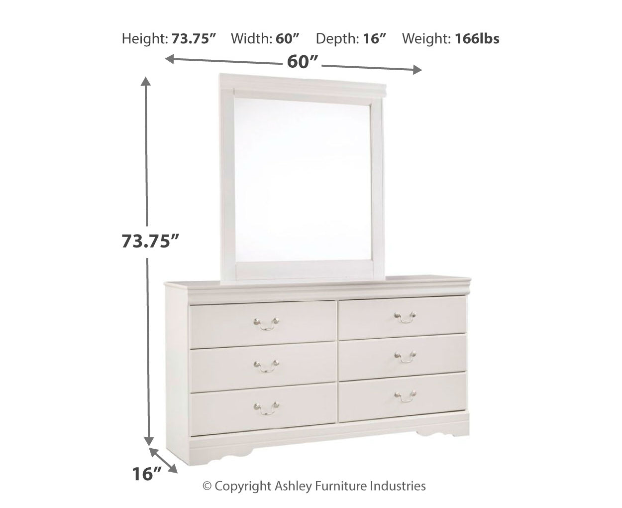Anarasia Twin Sleigh Headboard, Dresser, Mirror and Chest