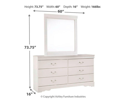 Anarasia Full Sleigh Bed with Mirrored Dresser