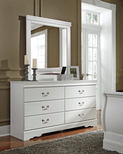 Anarasia Twin Sleigh Bed with Mirrored Dresser and Chest