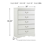 Anarasia Twin Sleigh Headboard, Dresser, Mirror and Chest