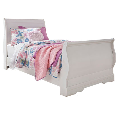 Anarasia Twin Sleigh Bed with Mirrored Dresser, Chest and Nightstand