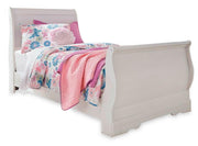 Anarasia Twin Sleigh Bed with Mirrored Dresser and Chest