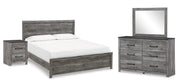 Bronyan King Panel Bed with Mirrored Dresser and Nightstand