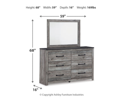Bronyan King Panel Bed with Mirrored Dresser