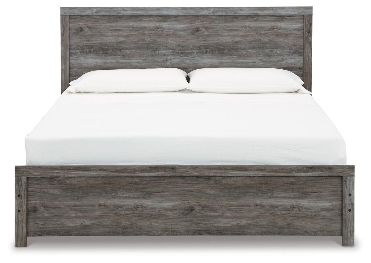 Bronyan King Panel Bed with Mirrored Dresser