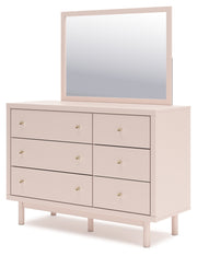 Wistenpine Twin Upholstered Panel Bed with Mirrored Dresser and Nightstand