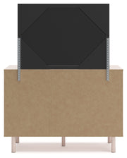Wistenpine Full Upholstered Panel Headboard with Mirrored Dresser and Nightstand