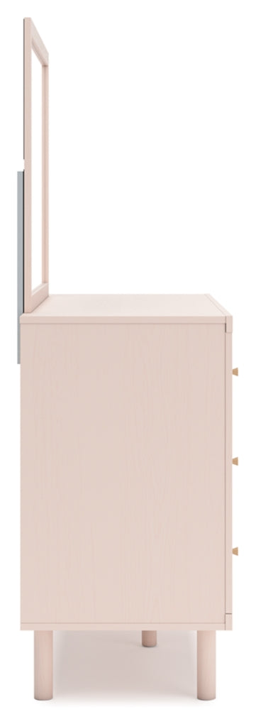 Wistenpine Twin Upholstered Panel Bed with Mirrored Dresser, Chest and Nightstand