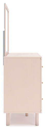 Wistenpine Full Upholstered Panel Headboard with Mirrored Dresser, Chest and Nightstand