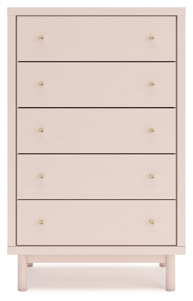 Wistenpine Twin Upholstered Panel Headboard with Mirrored Dresser and Chest