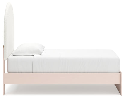 Wistenpine Twin Upholstered Panel Bed with Mirrored Dresser and Chest