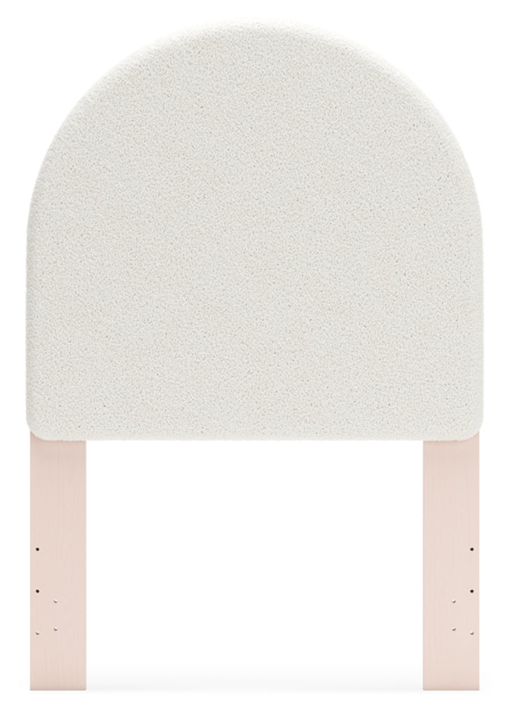 Wistenpine Twin Upholstered Panel Headboard with Mirrored Dresser, Chest and Nightstand