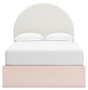 Wistenpine Full Upholstered Panel Bed with Mirrored Dresser and Nightstand