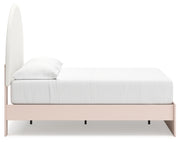 Wistenpine Full Upholstered Panel Bed with Mirrored Dresser and Chest