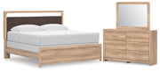Kinlanni King Upholstered Panel Bed, Dresser and Mirror