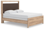Kinlanni Queen Upholstered Panel Bed, Dresser, Mirror and Nightstand