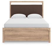 Kinlanni Queen Upholstered Panel Bed, Dresser, Mirror and Nightstand