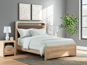 Kinlanni Queen Upholstered Panel Bed, Dresser, Mirror and Nightstand