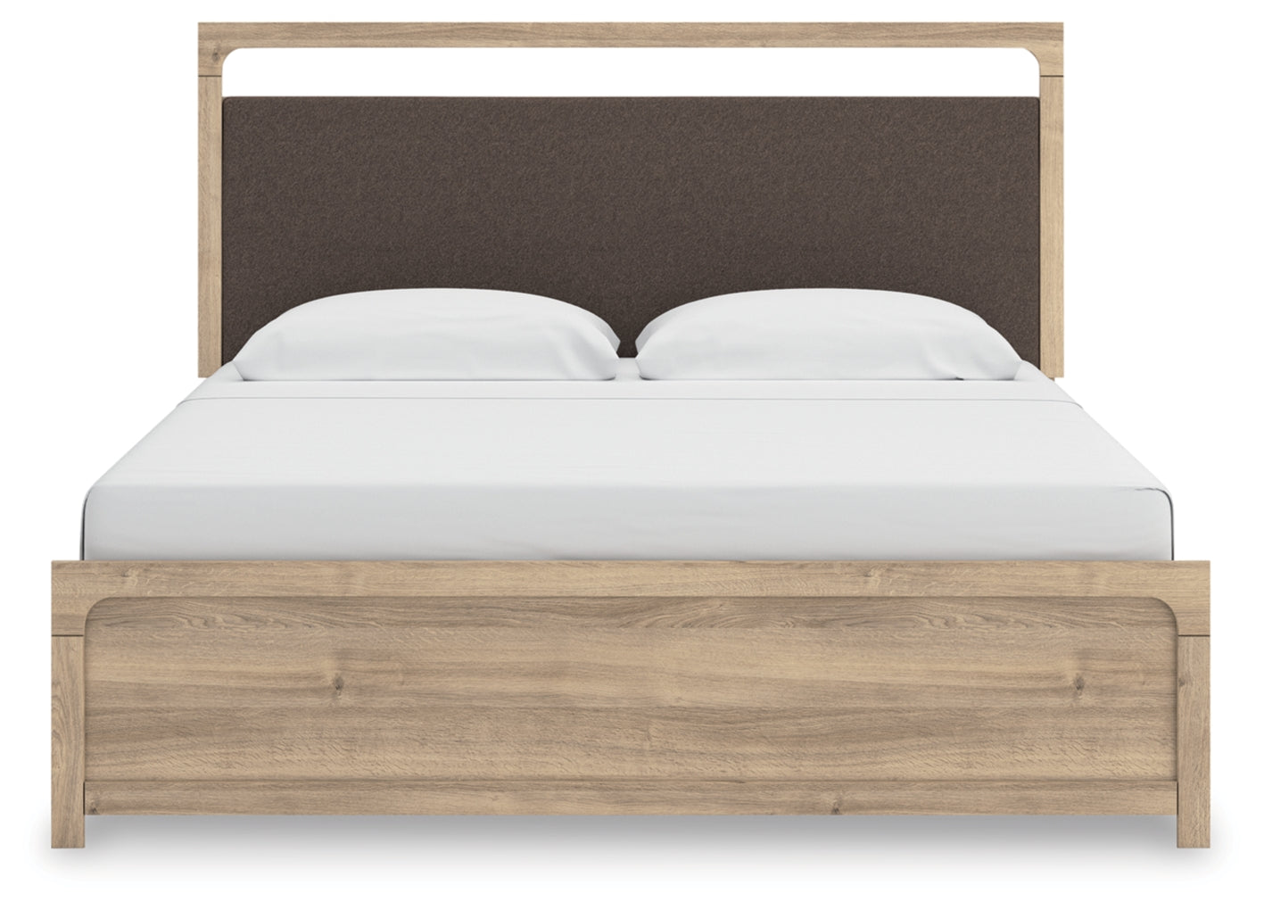 Kinlanni King Upholstered Panel Bed, Dresser, Mirror and Nightstand