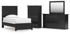 Maribel Twin Panel Bed, Dresser, Mirror and Chest