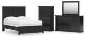 Maribel Full Panel Bed, Dresser, Mirror and Chest