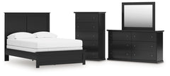 Maribel Full Panel Bed, Dresser, Mirror and Chest