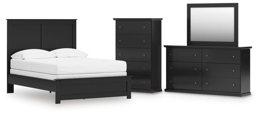 Maribel Full Panel Bed, Dresser, Mirror and Chest
